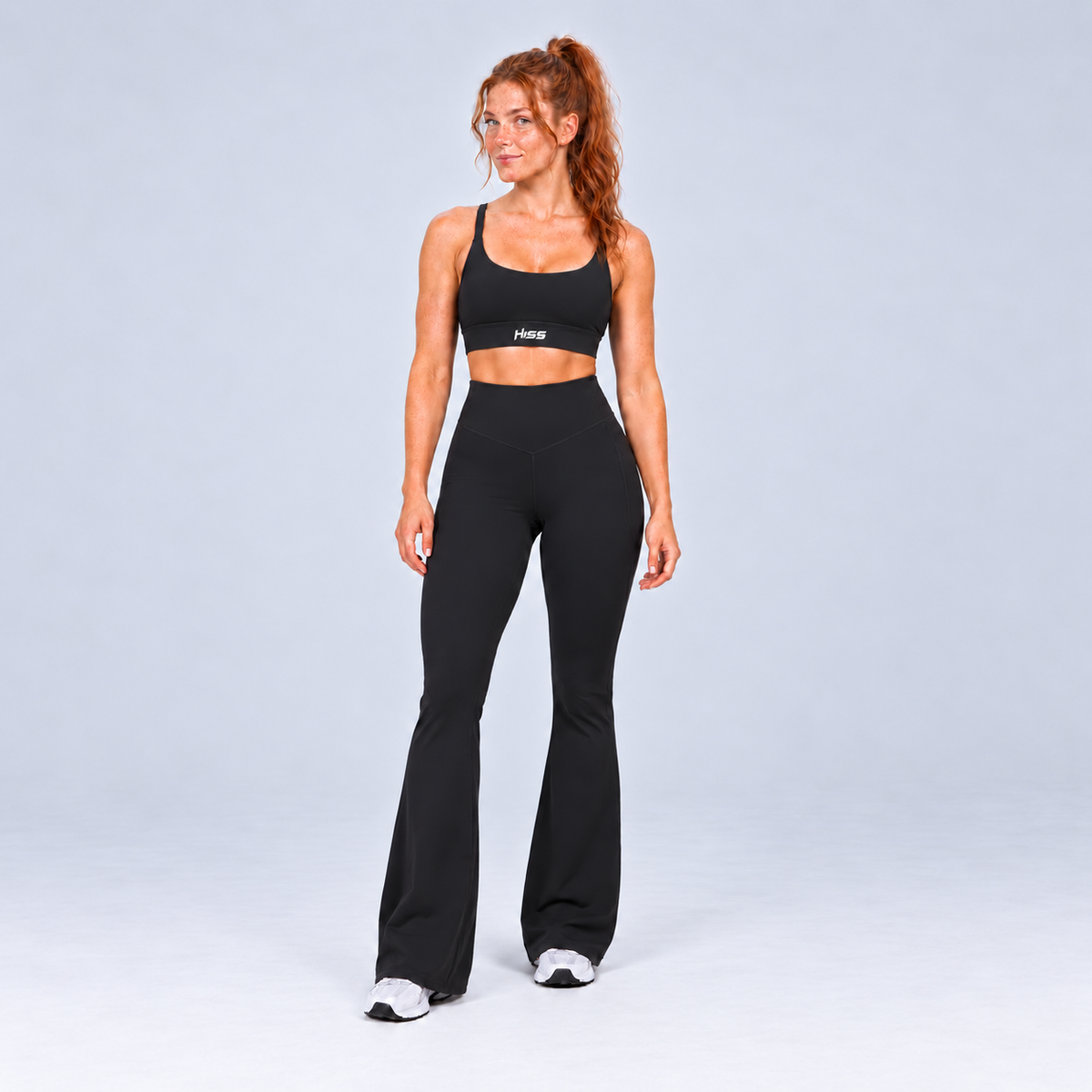 HISS Breathable Flare Pant in Black — front view