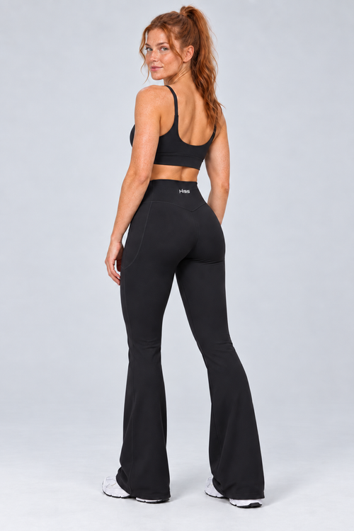 HISS Breathable Flare Pant in Black — back view