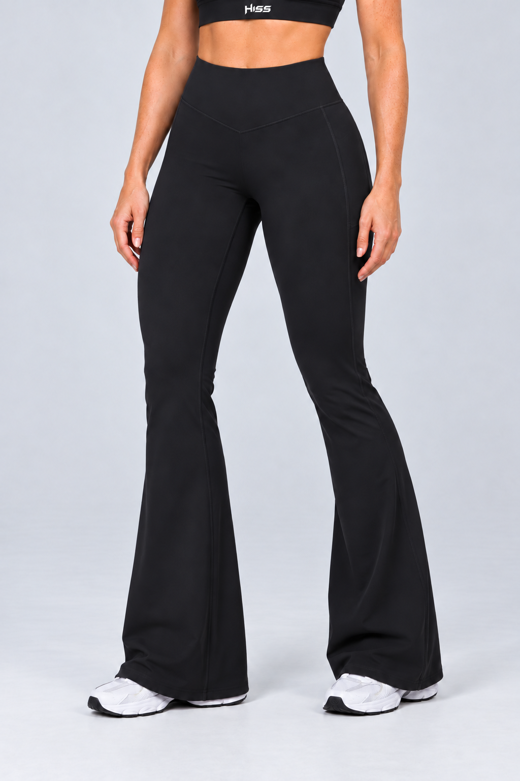 HISS Breathable Flare Pant in Black — front detail