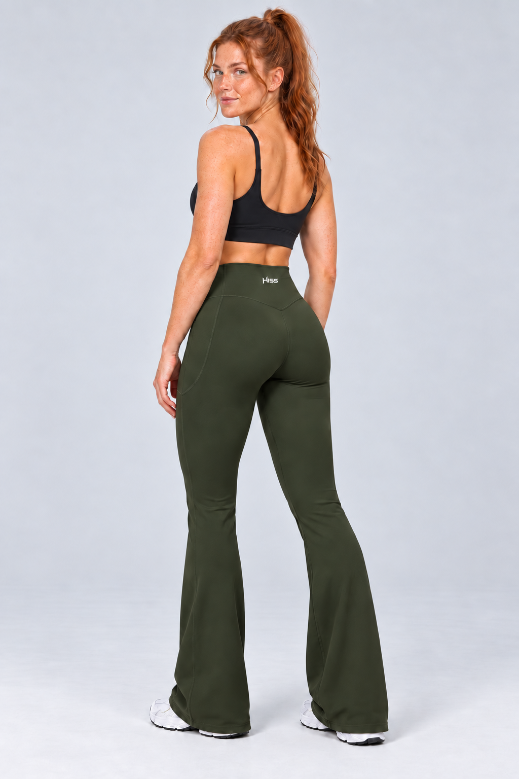 HISS Breathable Flare Pant in Green — back view