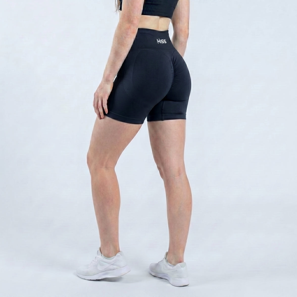 HISS Seamless Shorts in Black — back view