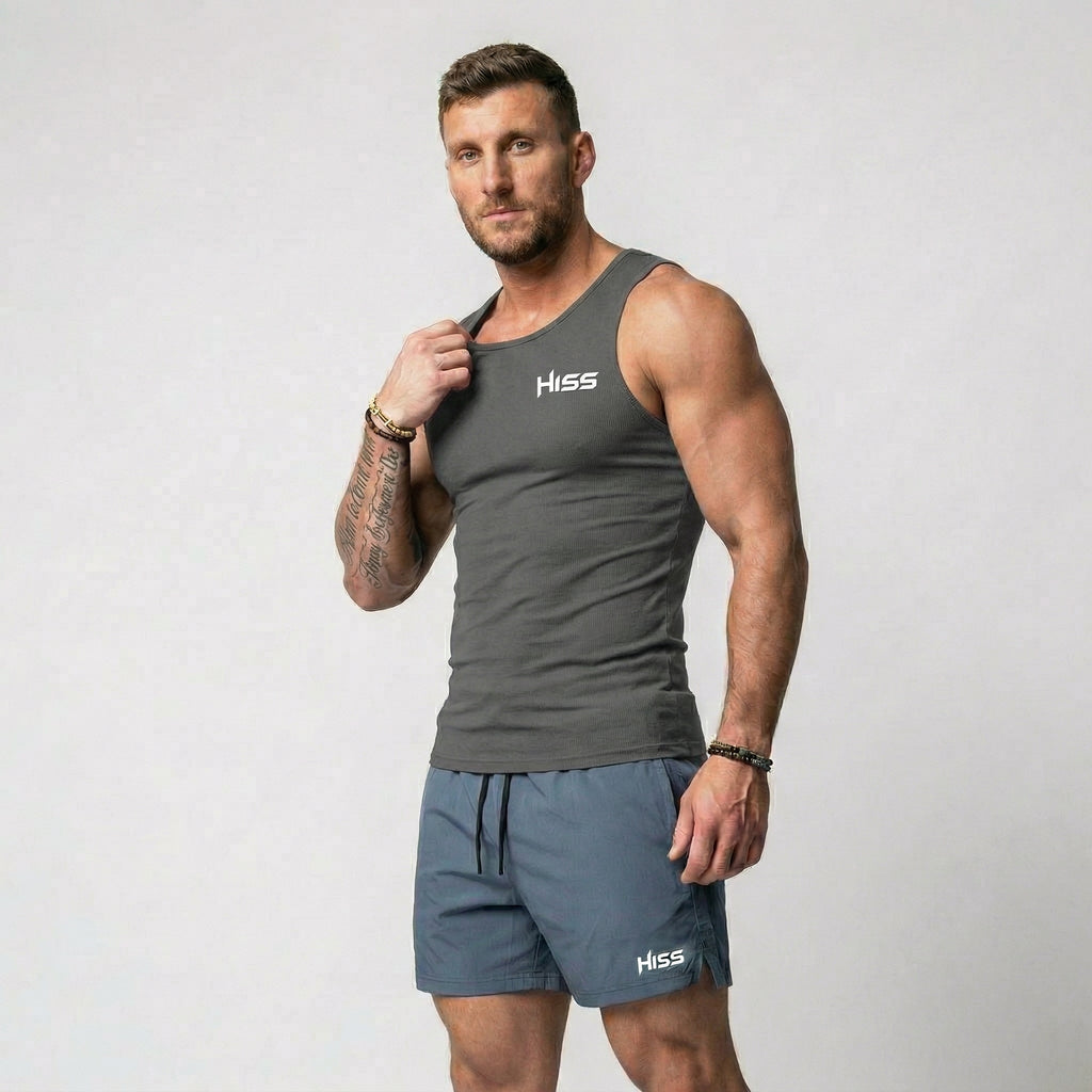 HISS Tank Top in Dark Gray — front view