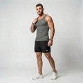 HISS Tank Top in Dark Gray — full-length front view