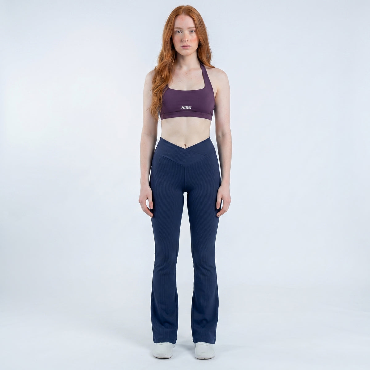 HISS Flare Pants in Navy — front view